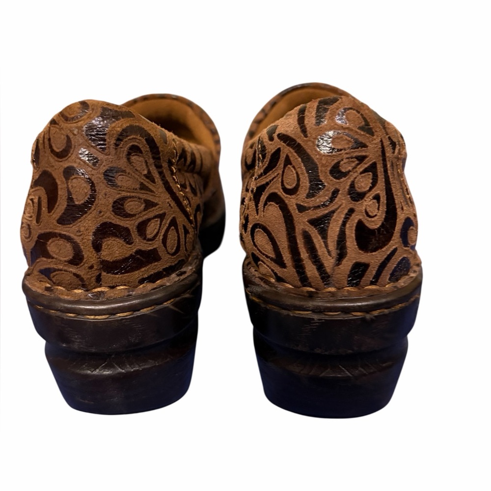 Born B.O.C. Clogs Peggy Boho Brown Tooled Leather Bohemian Granola Girl SZ 6 - Picture 4 of 8